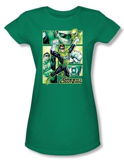 Green Lantern Juniors Shirt Panels Justice League Kelly Green Tee