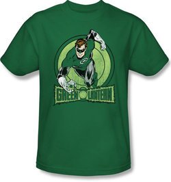 Green Lantern Superhero T-shirt - Flying DC Comics Kelly Green Tee