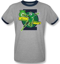 Green Lantern Superhero T-shirt - Gray/Black Adult Ringer Tee