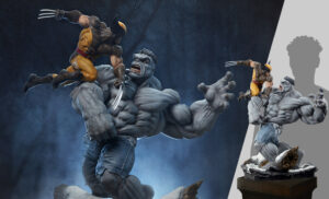 Grey Hulk vs Wolverine Marvel Maquette