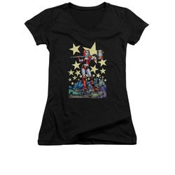 Harley Quinn Shirt Juniors V Neck Hammer Time Black T-Shirt