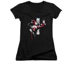 Harley Quinn Shirt Juniors V Neck Harley And The Joker Black T-Shirt