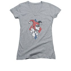 Harley Quinn Shirt Juniors V Neck Profile Athletic Heather T-Shirt