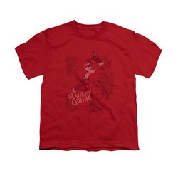 Harley Quinn Shirt Kids Faded Sketch Red T-Shirt