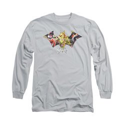 Harley Quinn Shirt Sirens Bat Symbol Long Sleeve Silver Tee T-Shirt