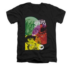 Harley Quinn Shirt Slim Fit V-Neck Gotham Sirens Black T-Shirt