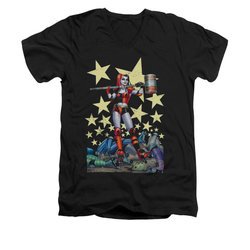 Harley Quinn Shirt Slim Fit V-Neck Hammer Time Black T-Shirt