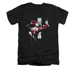 Harley Quinn Shirt Slim Fit V-Neck Harley And The Joker Black T-Shirt