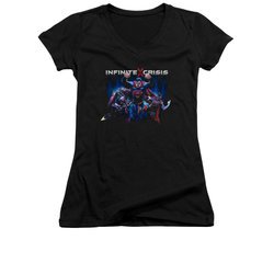 Infinite Crisis Shirt Juniors V Neck Superman Black T-Shirt