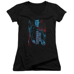 Justice League Movie Juniors V Neck Shirt Superman Black T-Shirt