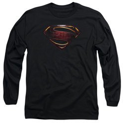 Justice League Movie Long Sleeve Shirt Superman Logo Black Tee T-Shirt