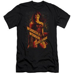 Justice League Movie Slim Fit Shirt Wonder Woman Black T-Shirt