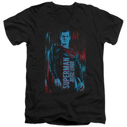 Justice League Movie Slim Fit V-Neck Shirt Superman Black T-Shirt