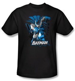 Justice League Shirt Batman Blue and Gray Superheroes Black T-Shirt