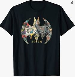 Mens Batman 80th Anniversary Shield Logo T-Shirt - Black