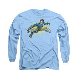 Nightwing DC Comics Shirt Burst Long Sleeve Carolina Blue Tee T-Shirt