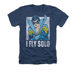 Nightwing DC Comics Shirt Fly Solo Adult Heather Navy Blue Tee T-Shirt