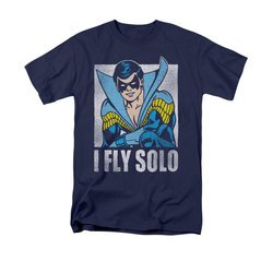 Nightwing DC Comics Shirt Fly Solo Adult Navy Blue Tee T-Shirt