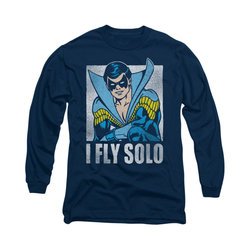 Nightwing DC Comics Shirt Fly Solo Long Sleeve Navy Blue Tee T-Shirt