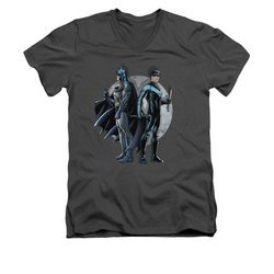 Nightwing DC Comics Shirt Spotlight Slim Fit V Neck Charcoal Tee T-Shirt