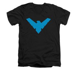 Nightwing DC Comics Shirt Symbol Slim Fit V Neck Black Tee T-Shirt