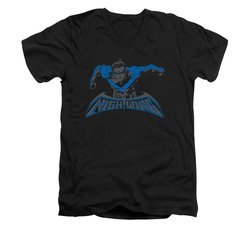 Nightwing DC Comics Shirt Wing Of The Night Slim Fit V Neck Black Tee T-Shirt