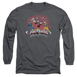 Power Rangers Ninja Steel Long Sleeve Shirt Blast Charcoal Tee T-Shirt