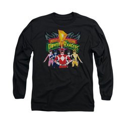 Power Rangers Shirt Characters Long Sleeve Black Tee T-Shirt