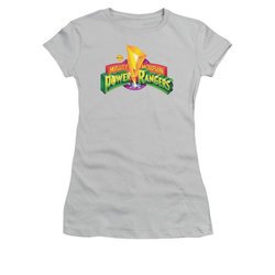 Power Rangers Shirt Juniors Logo Silver T-Shirt