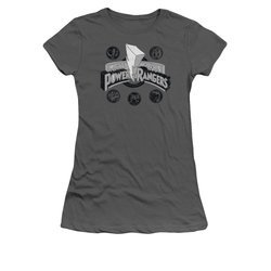 Power Rangers Shirt Juniors Power Coins Charcoal T-Shirt