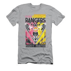 Power Rangers Shirt Slim Fit Pink And Yellow Ranger Silver T-Shirt