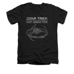 Star Trek - Deep Space Nine Shirt Slim Fit V Neck DS9 Station Black Tee T-Shirt