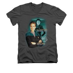 Star Trek - Deep Space Nine Shirt Slim Fit V Neck Jadzia Dax Charcoal Tee T-Shirt