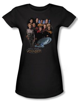 Star Trek Juniors Shirt Voyager Crew Black Tee T-Shirt