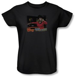 Star Trek Ladies Shirt Capture Uhura Say What Black T-Shirt Tee