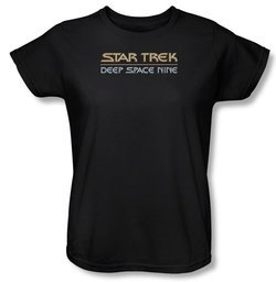 Star Trek Ladies Shirt Deep Space Nine Logo Black T-Shirt Tee