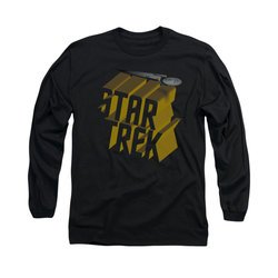 Star Trek Shirt 3D Logo Long Sleeve Black Tee T-Shirt