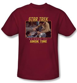 Star Trek Shirt Amok Time Adult Cardinal Red Tee T-Shirt