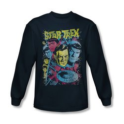 Star Trek Shirt Comic Illustration Long Sleeve Navy Tee T-Shirt