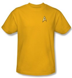 Star Trek Shirt Command Uniform Adult Gold Tee T-Shirt