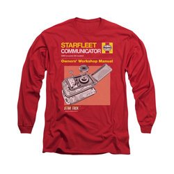 Star Trek Shirt Communicator Manual Long Sleeve Red Tee T-Shirt