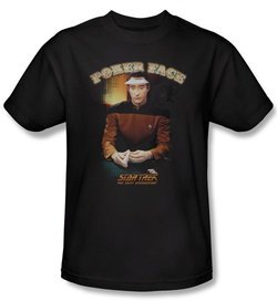 Star Trek Shirt Data Poker Face Adult Black Tee T-Shirt