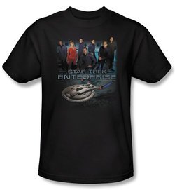 Star Trek Shirt Enterprise Crew Adult Black Tee T-Shirt