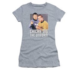 Star Trek Shirt Juniors Chicks Dig The Uniform Athletic Heather T-Shirt