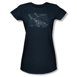 Star Trek Shirt Juniors Enterprise Prints Navy T-Shirt