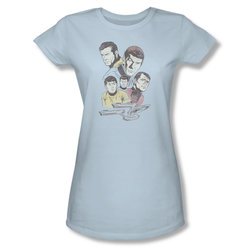 Star Trek Shirt Juniors Retro Crew Light Blue T-Shirt