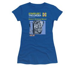 Star Trek Shirt Juniors Tricorder Manual Royal Blue T-Shirt