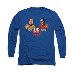 Star Trek Shirt Kirk VS Khan Long Sleeve Royal Blue Tee T-Shirt