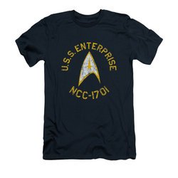 Star Trek Shirt Slim Fit Distressed NCC-1701 Navy T-Shirt