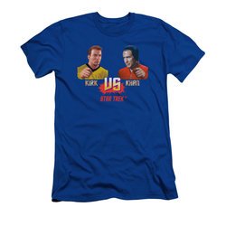 Star Trek Shirt Slim Fit Kirk VS Khan Royal Blue T-Shirt